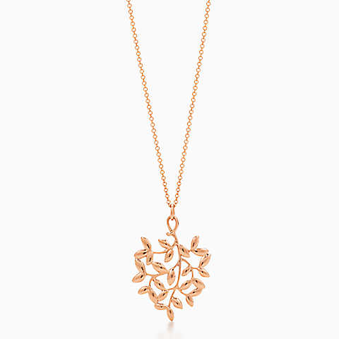 Paloma Picasso™ Olive Leaf 18K 玫瑰金吊坠，小号