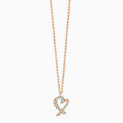 Paloma Picasso® Loving Heart 18K 玫瑰金镶钻吊坠