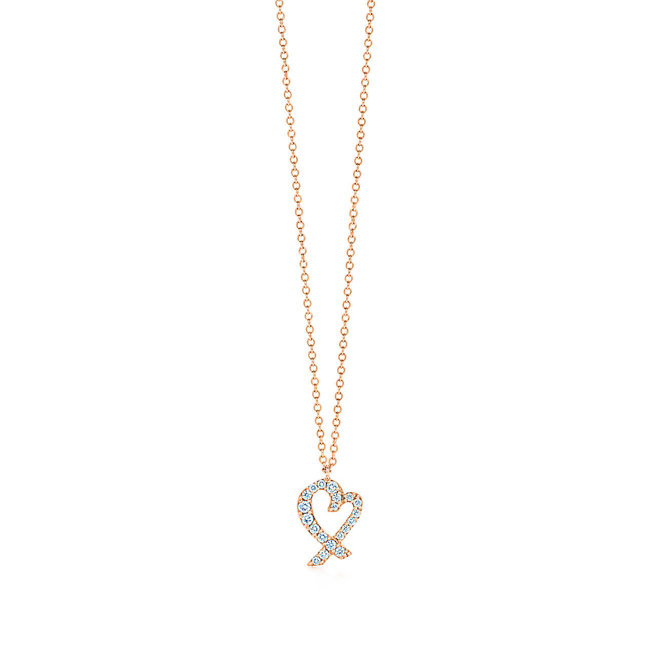 Paloma Picasso® Loving Heart 18K 玫瑰金镶钻吊坠