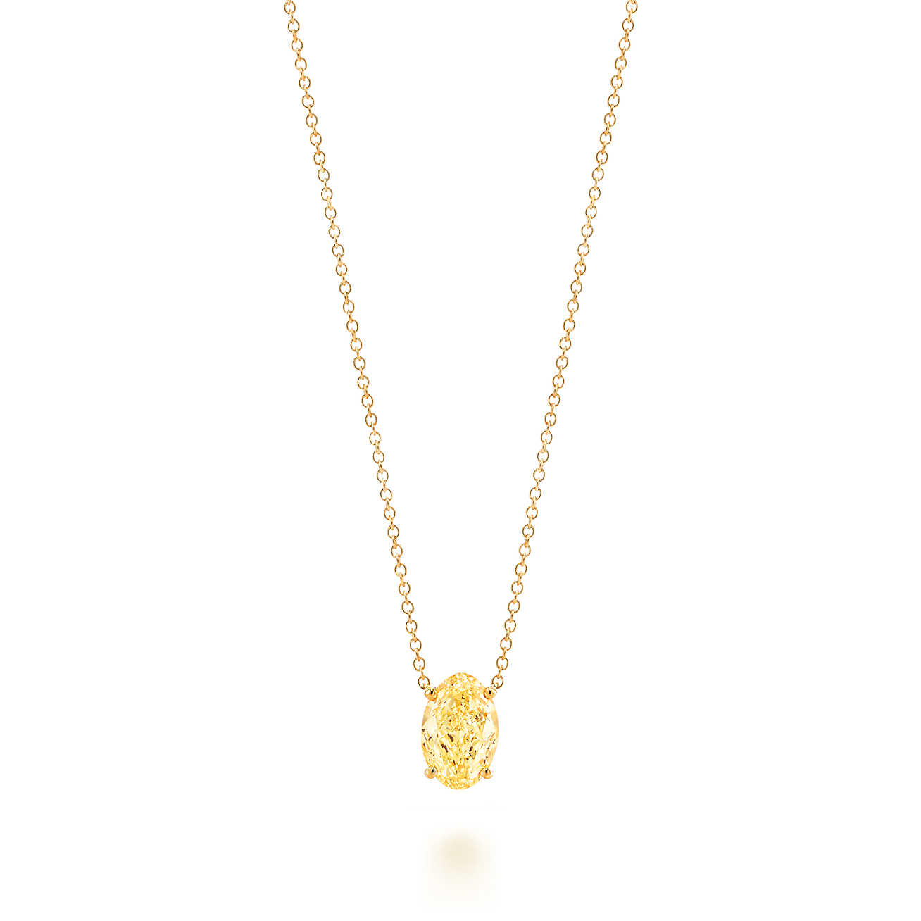 18k 金镶椭圆形切割蒂芙尼黄钻吊坠