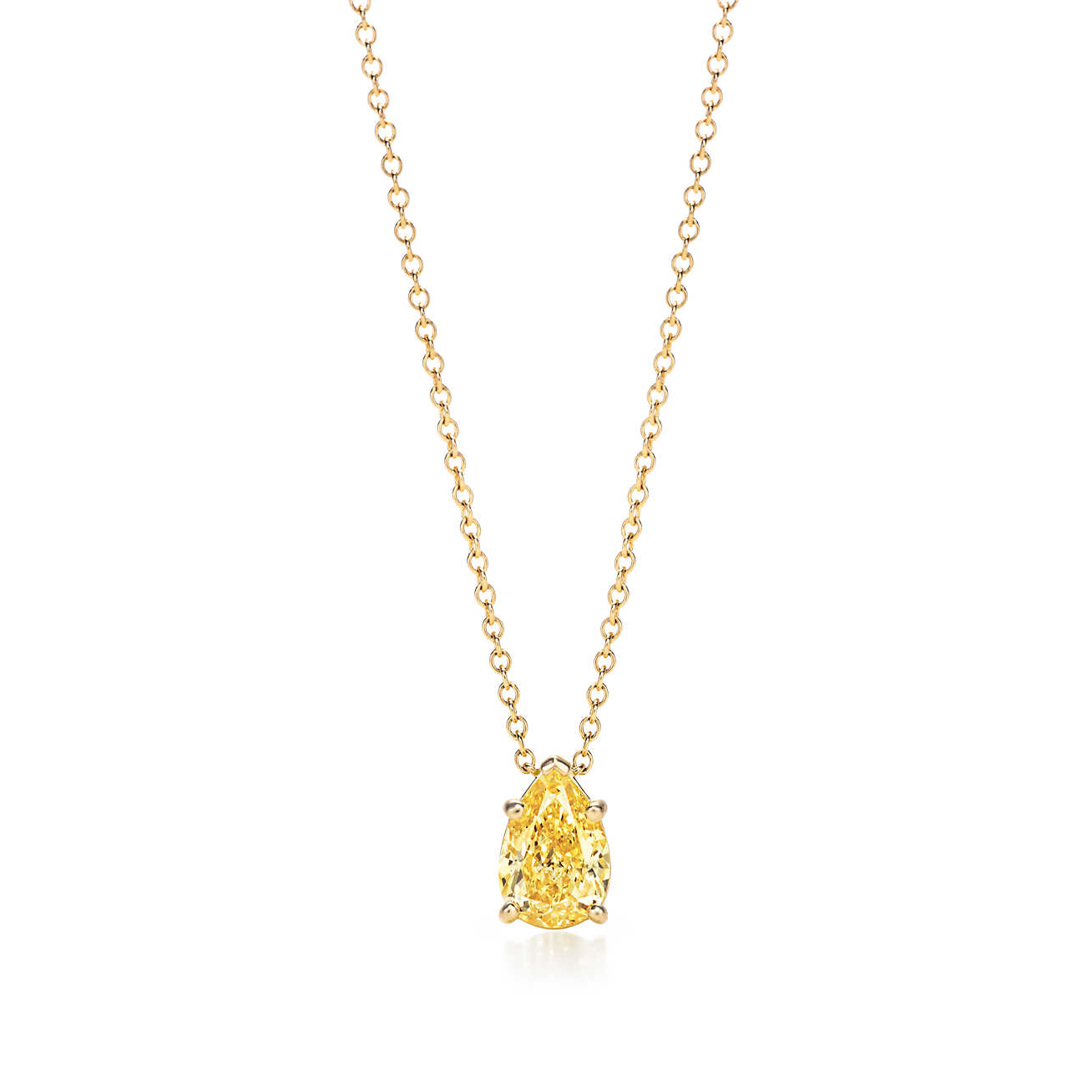 18K 金镶梨形切割蒂芙尼黄钻吊坠