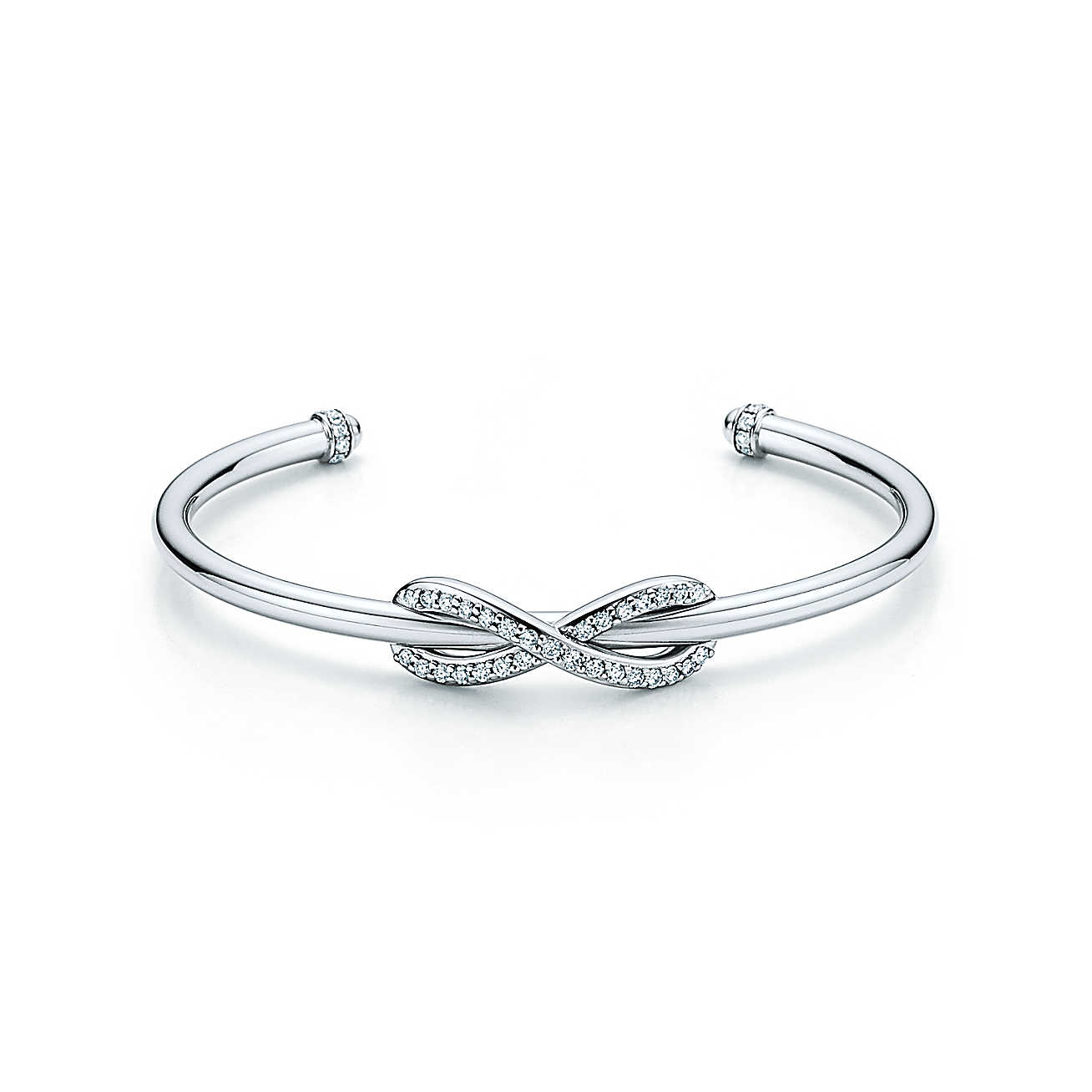 Tiffany Infinity系列18K白金镶钻中号手镯